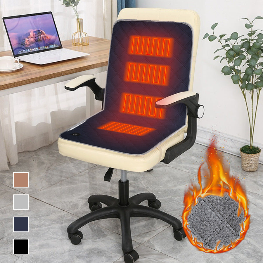 USB heated sleeping pad na kancelářské židli, s vyhříváním a moderním designem, ideální pro zimní použití.
