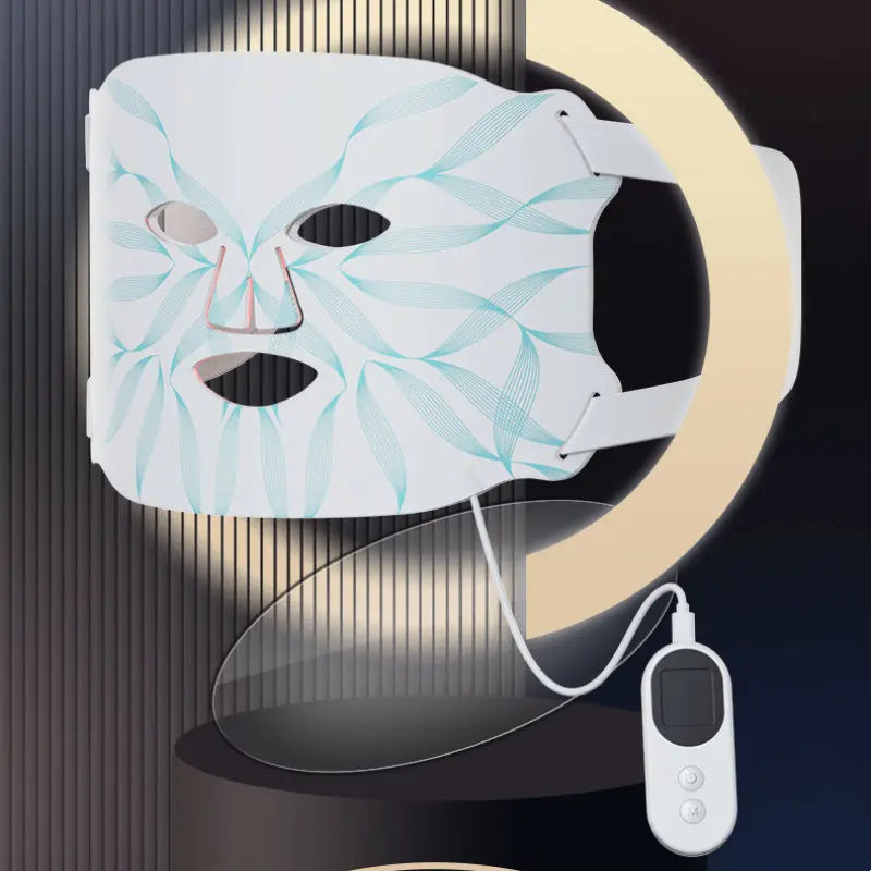 LED světelná maska na pleť s ovladačem, inovativní zařízení pro zlepšení zdraví pleti.