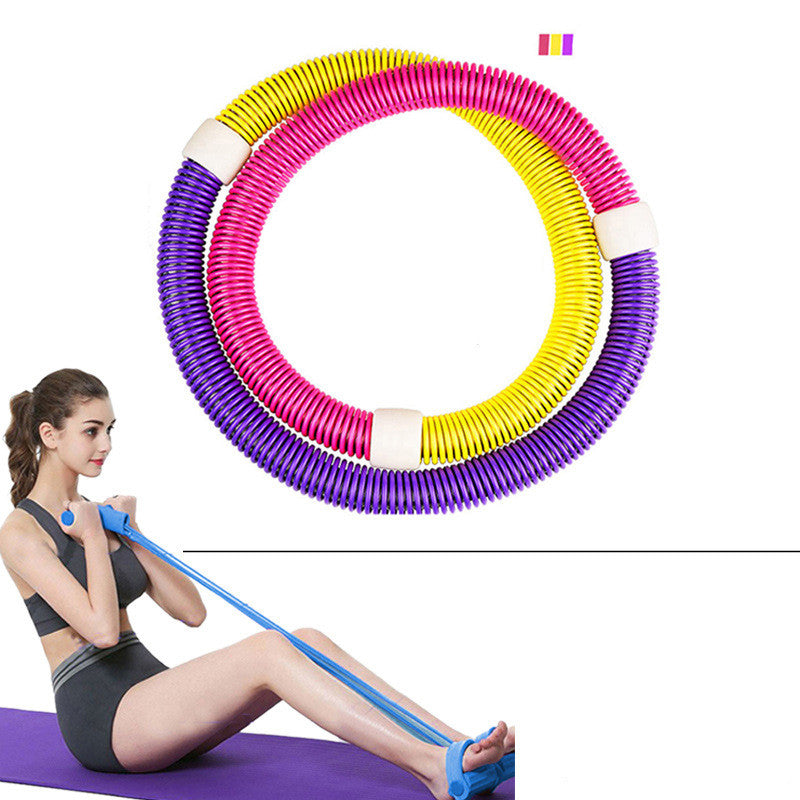 Barevný fitness hoop pro hubnutí, ideální pro cvičení doma a zlepšení flexibility svalů.
