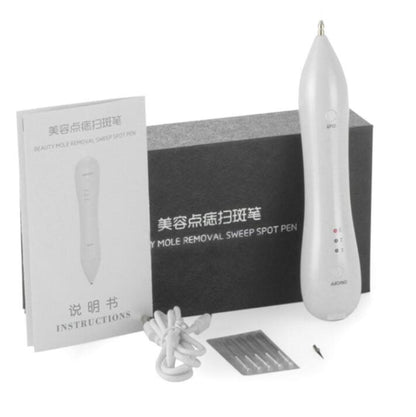 Beauty pen for freckle removal with user guide and accessories, safe blemish removal technology.