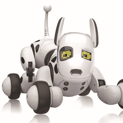 Chytrý robotický pes v bílé barvě, elektronická hračka pro děti, smart robot dog toy for kids.