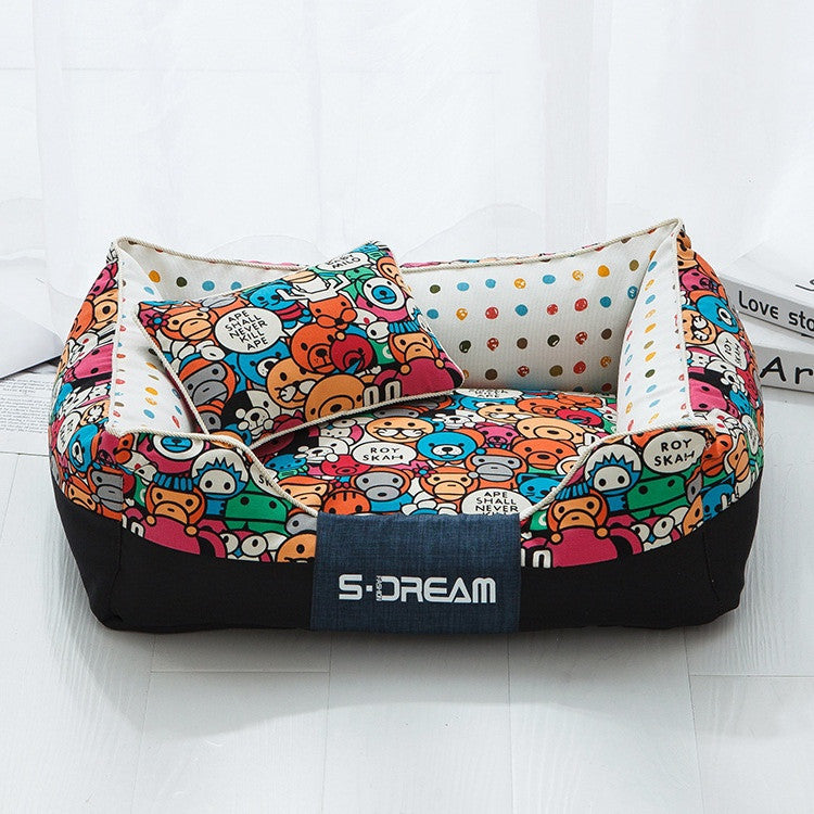 Pet bed accessories for dogs and cats s-dream colorful design with small pillow.