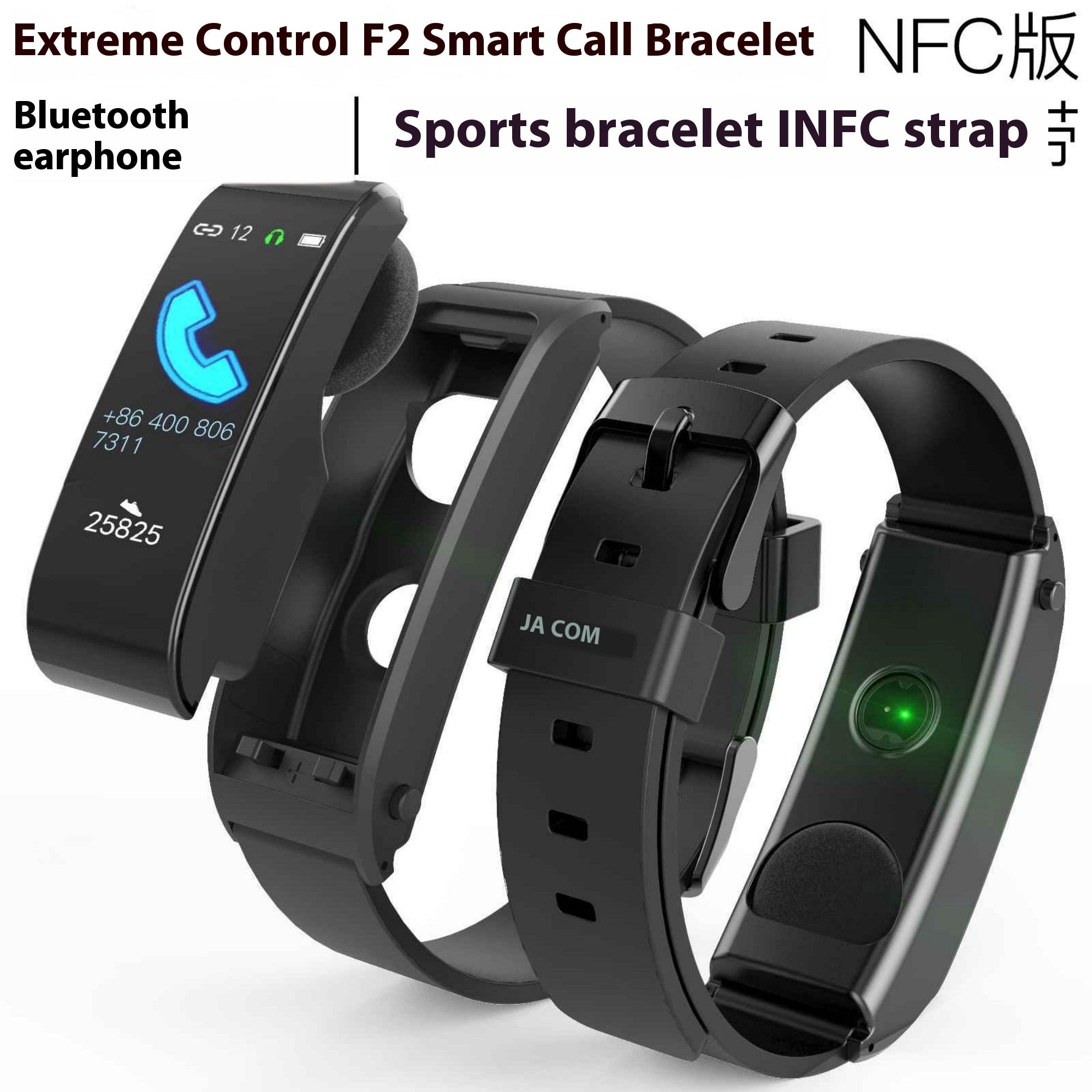 Smart fitness náramek F2 Smart Call Bracelet s Bluetooth sluchátkem a moderním designem.