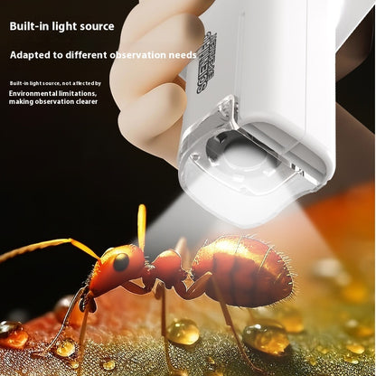 Inteligentní digitální mikroskop pro teenagery s vestavěným světelným zdrojem, ideální pro pozorování detailů.