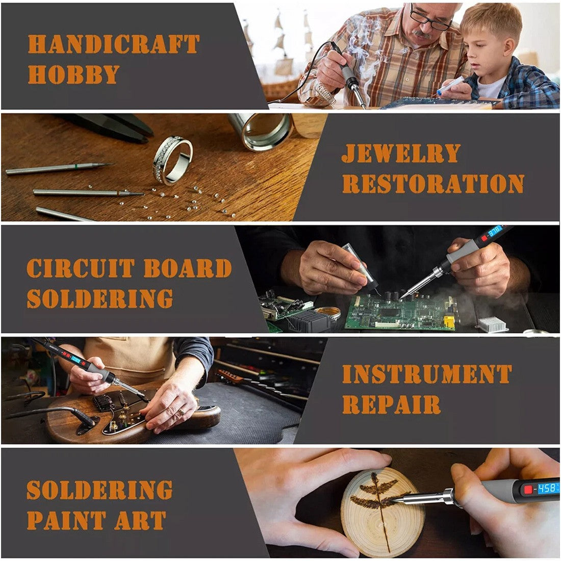 90W Soldering Iron Kit UK pro různé řemeslné činnosti a opravy, včetně pájení a restaurace šperků.