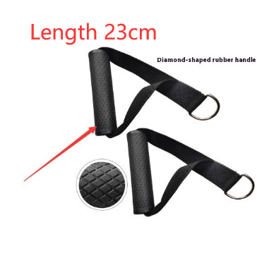 Fitness resistance band for strength training s diamantovým tvarovaným gumovým držadlem a délkou 23cm.