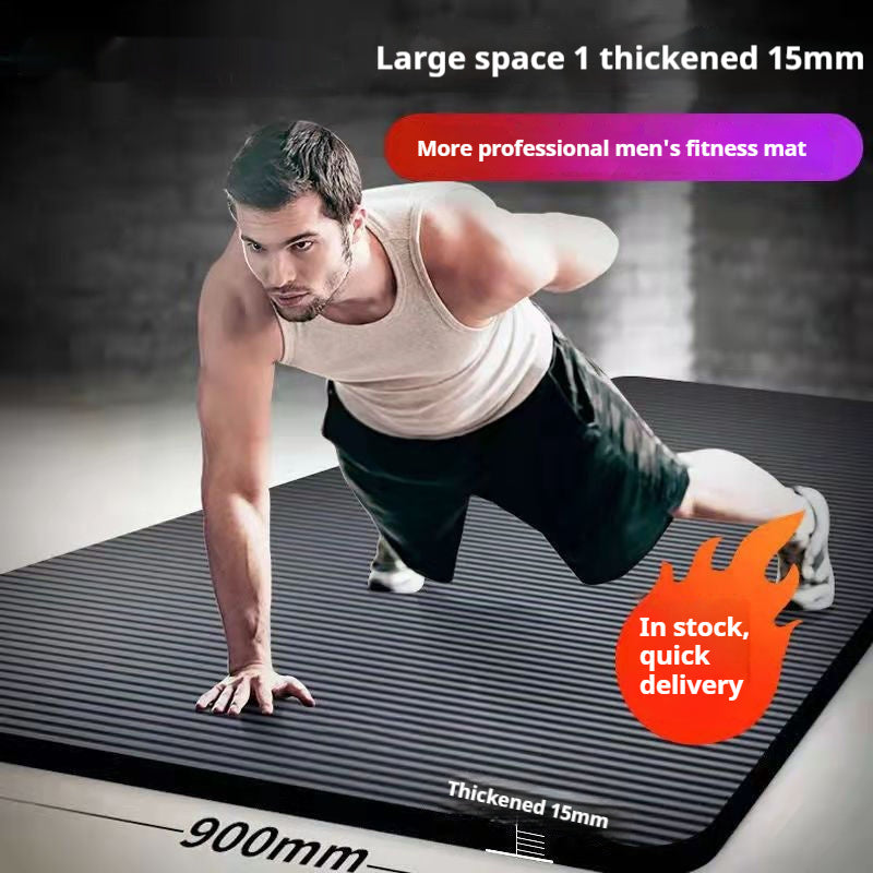 10mm fitness yoga mat pro pánské cvičení, velký prostor, tloušťka 15mm.