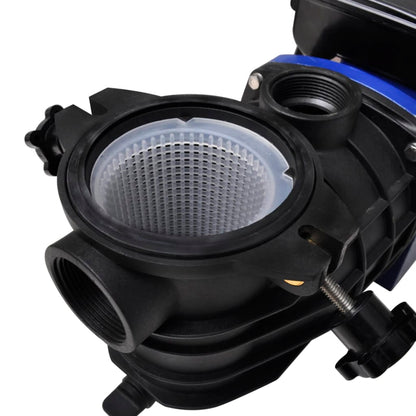 vodní oběhové čerpadlo pro bazény 500W - detail průhledného filtru čerpadla pro čištění bazénové vody.