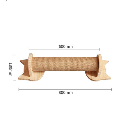 dřevěný stěnový kočičí otřesový rám s ochranným kartonem, 600mm x 180mm, vhodný pro škrábání koček.