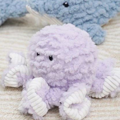 Měkká hračka pro psy, odporová hračky na kousání, fialový chobotnice, bite resistant plush dog toys.