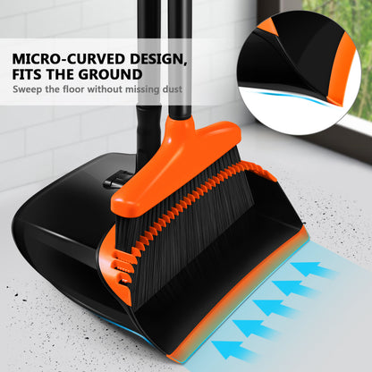 Sada na zametání s mikro-zaobleným designem, ideální pro snadné zametání s minimem prachu, space-saving broom and dustpan set