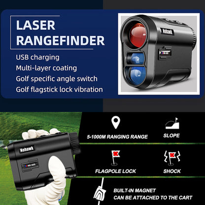 Laser rangefinder telescope 1000m s USB nabíjením a multi-vrstvou skleněnou čočkou.