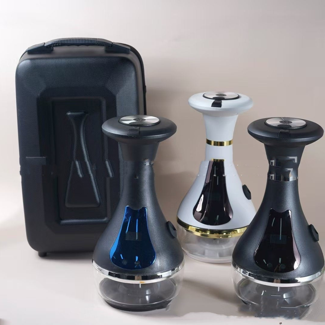 Rechargeable smart hookah - elektronické vodní dýmky v černé, bílé a modré variantě s pouzdrem.